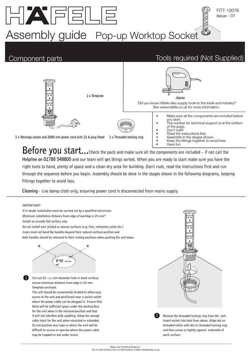 Hafele Pop-up Worktop Socket Assembly guide