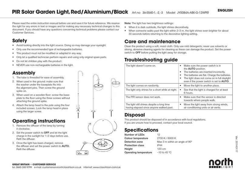 North Light JY0084A-ABK-G-12WPIR User manual
