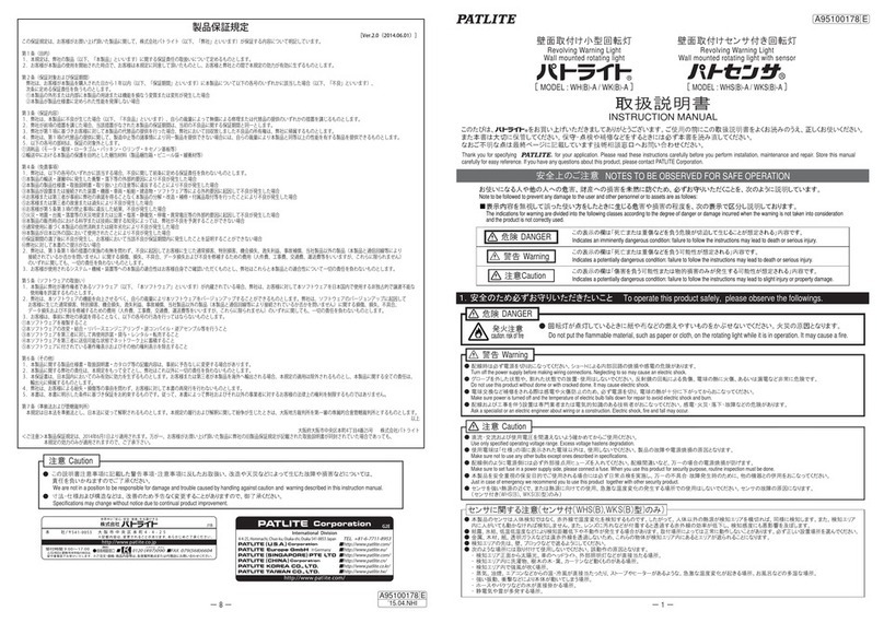 Patlite WH-A Series instruction manual