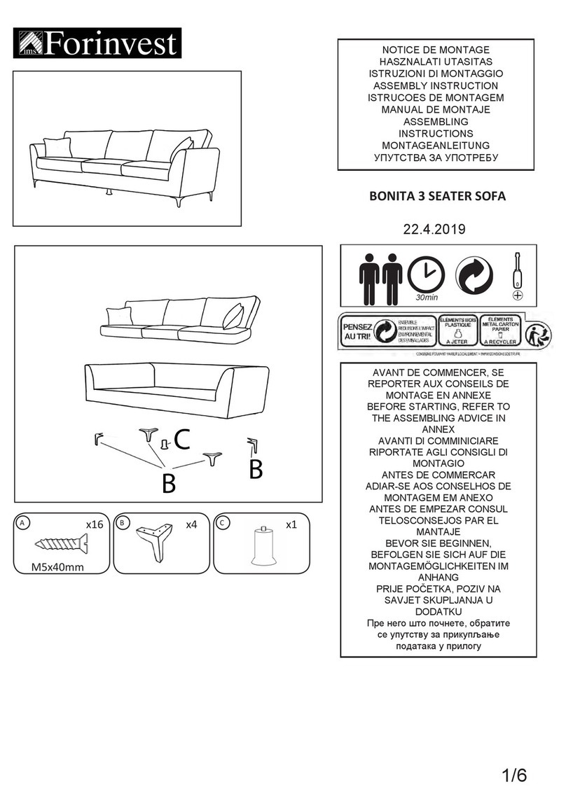Forinvest BONITA 3 SEATER SOFA Assembly instruction