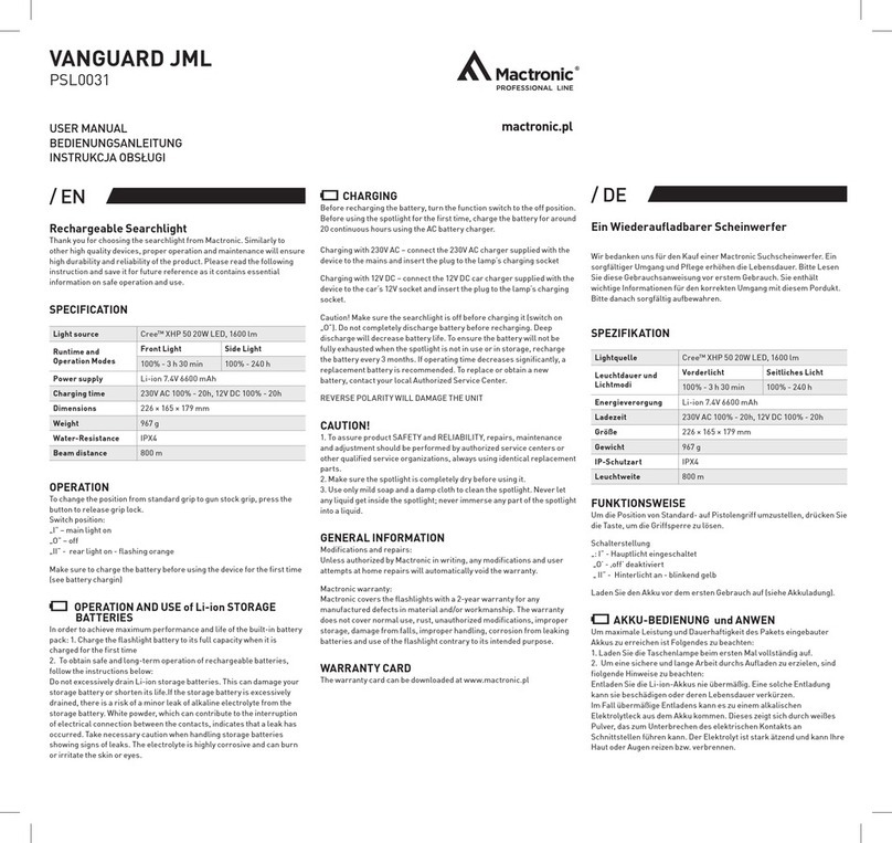 Mactronic VANGUARD JML PSL0031 user manual