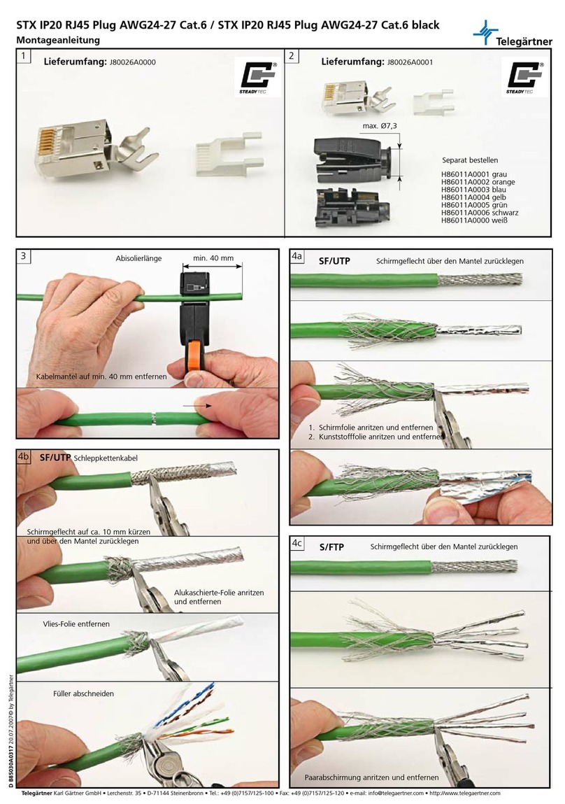 Telegärtner STX IP20 RJ45 Plug AWG24-27 Cat.6 Assembly instructions