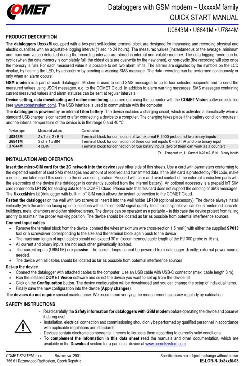 Comet System U M Series Quick start manual