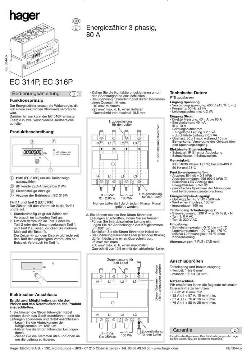hager EC 314P Installation instructions
