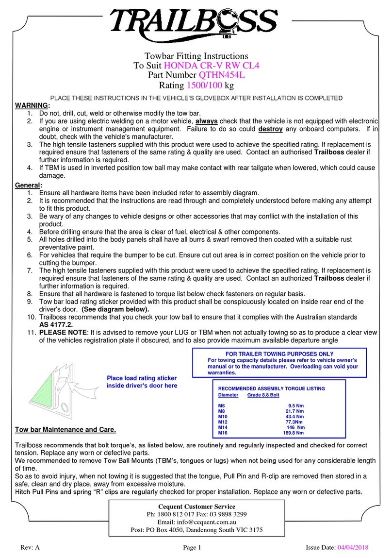 Trailboss QTHN454L Fitting instructions