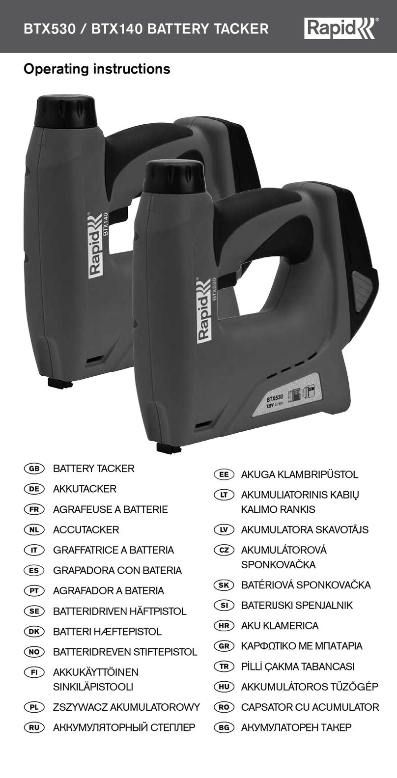 Rapid BTX530 operating instructions