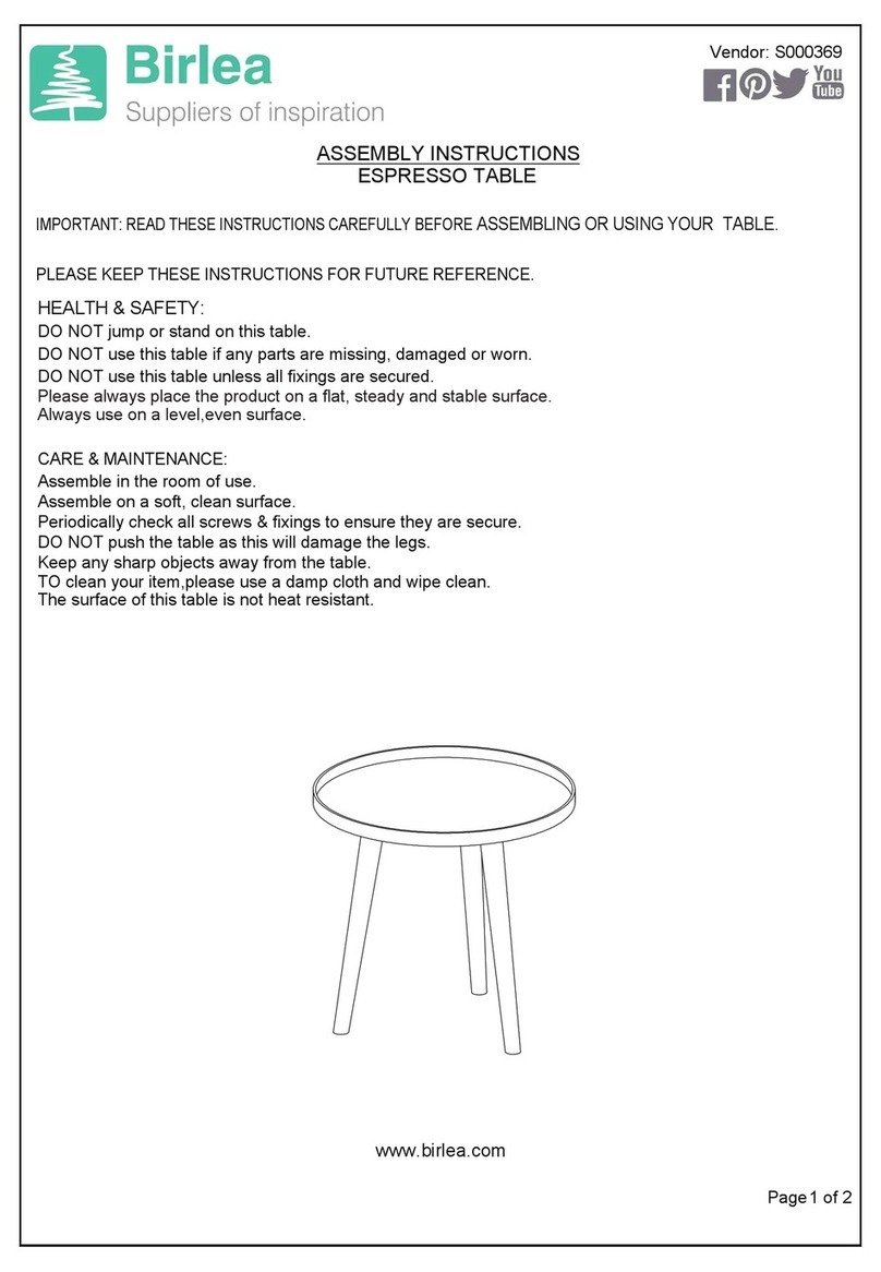 Birlea ESPRESSO TABLE User manual Birlea ESPRESSO TABLE User manual