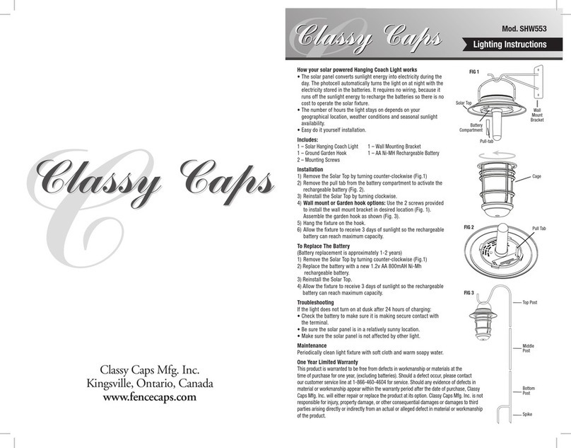 Classy Caps SHW553 Lighting instructions