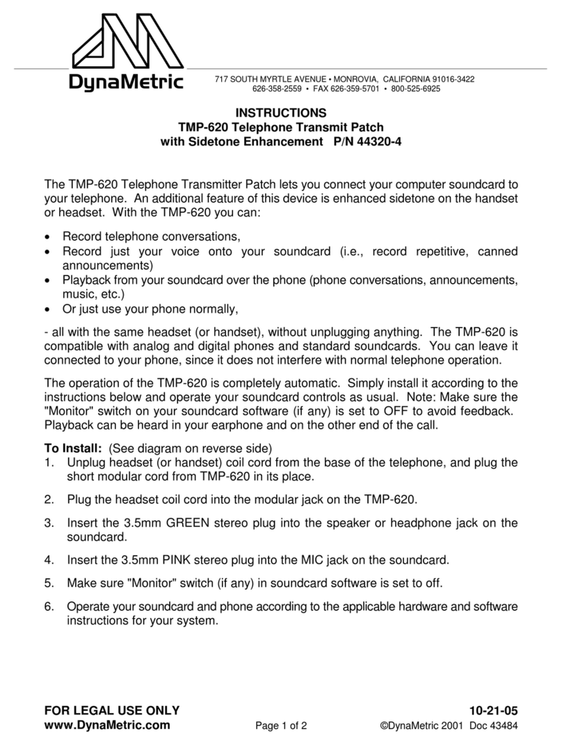 DynaMetric TMP-620 instructions