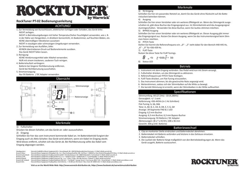 Warwick RockTuner PT-02 user manual