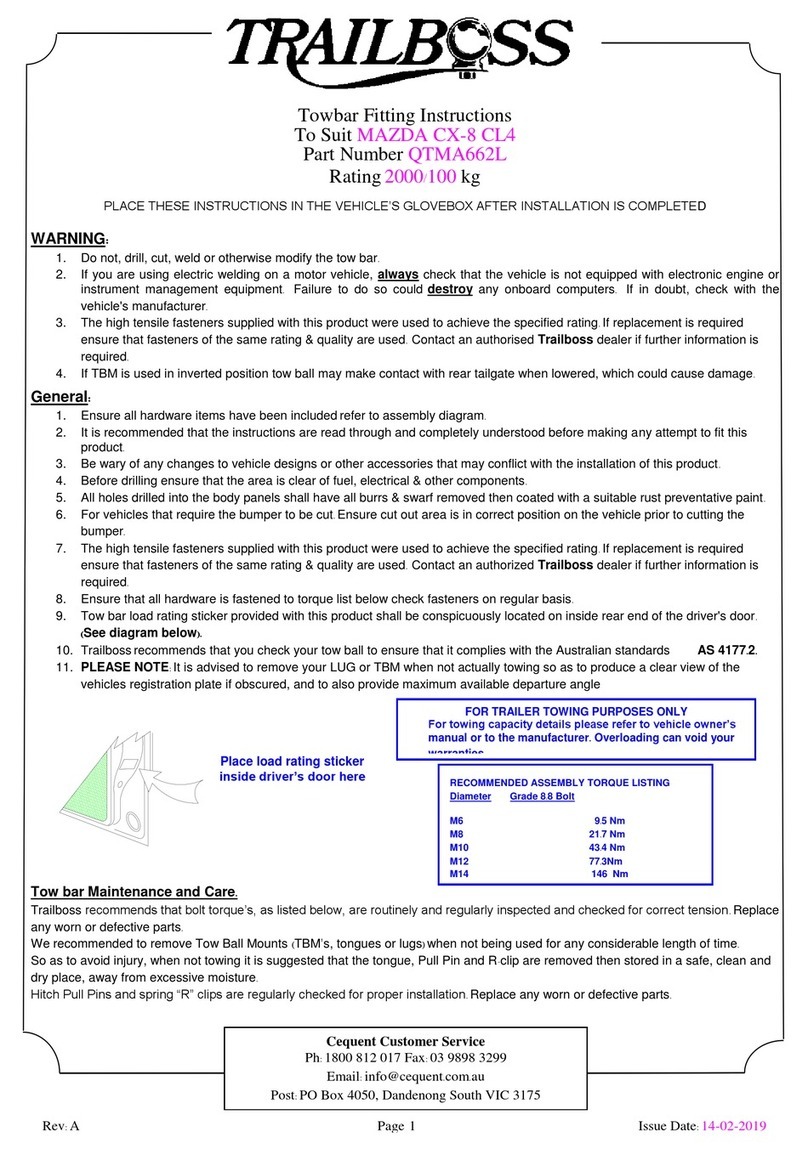 Trailboss QTMA662L Fitting instructions