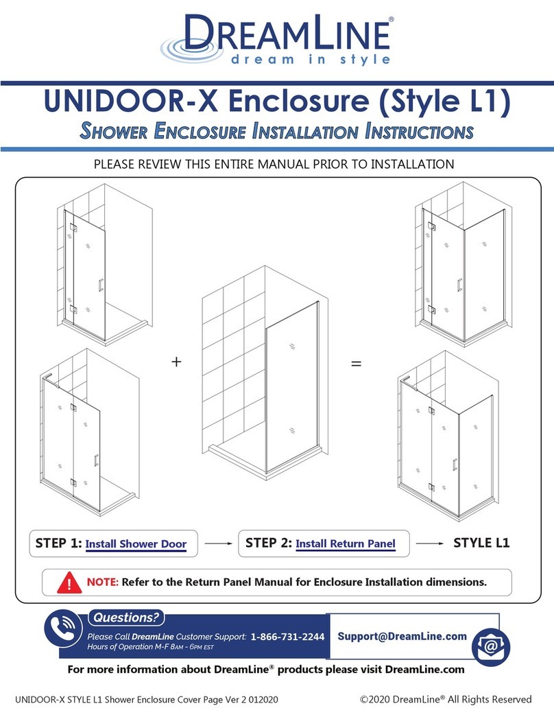 Dreamline UNIDOOR-X L1 Series installation instructions
