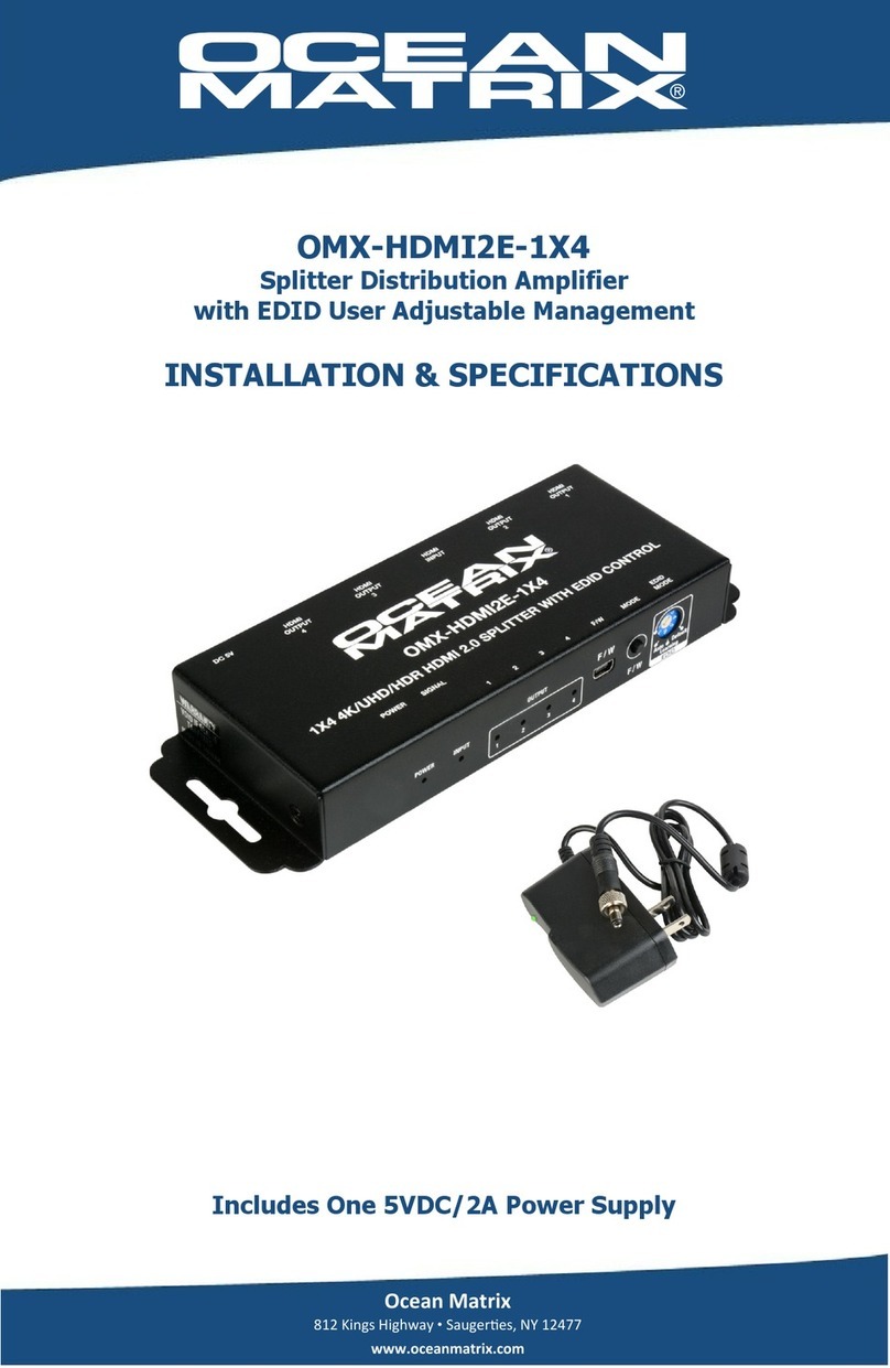 Ocean Matrix OMX-HDMI2E-1X4 INSTALLATION & SPECIFICATIONS