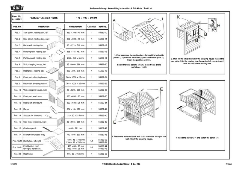 Trixie Natura Chicken Hutch Assembling Instruction & Part List