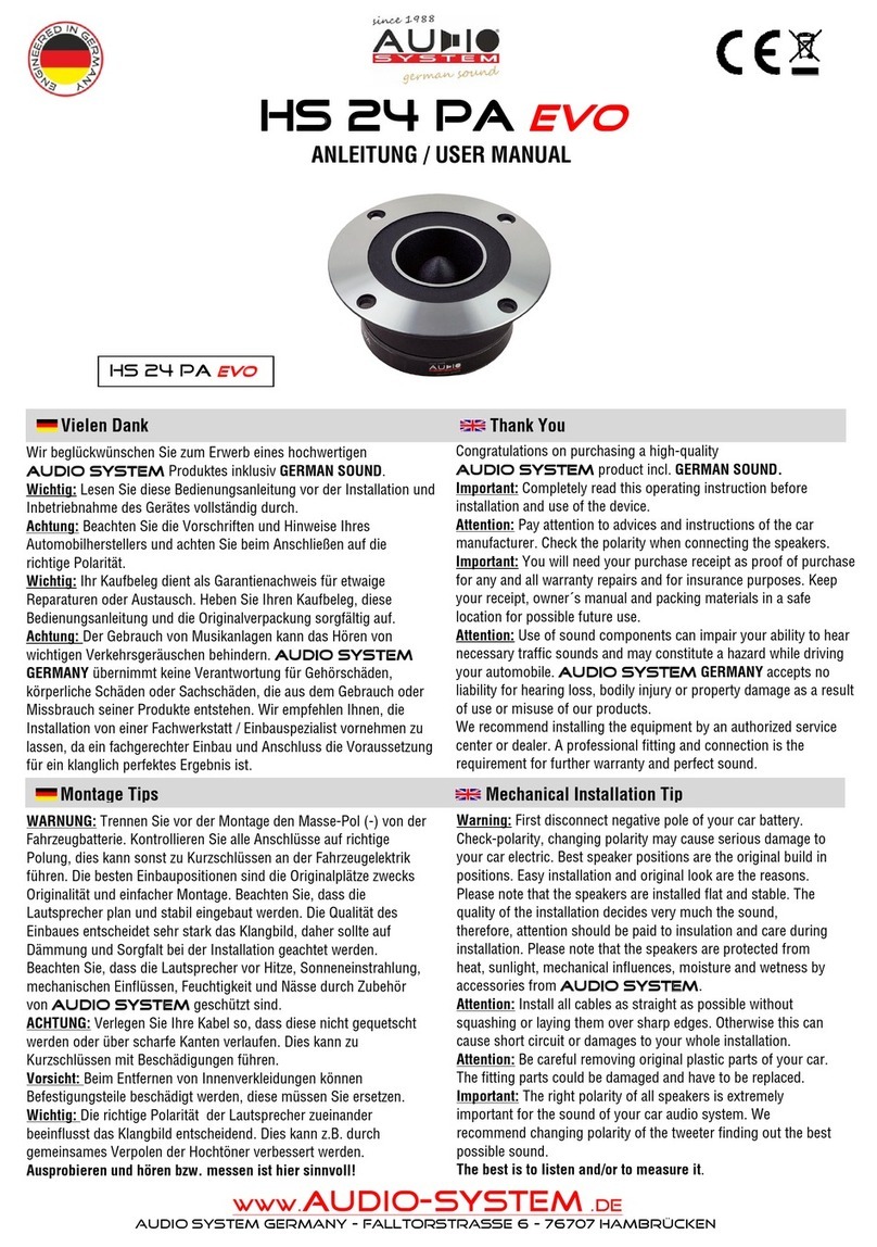 Audiosystem HS 24 PA EVO User manual