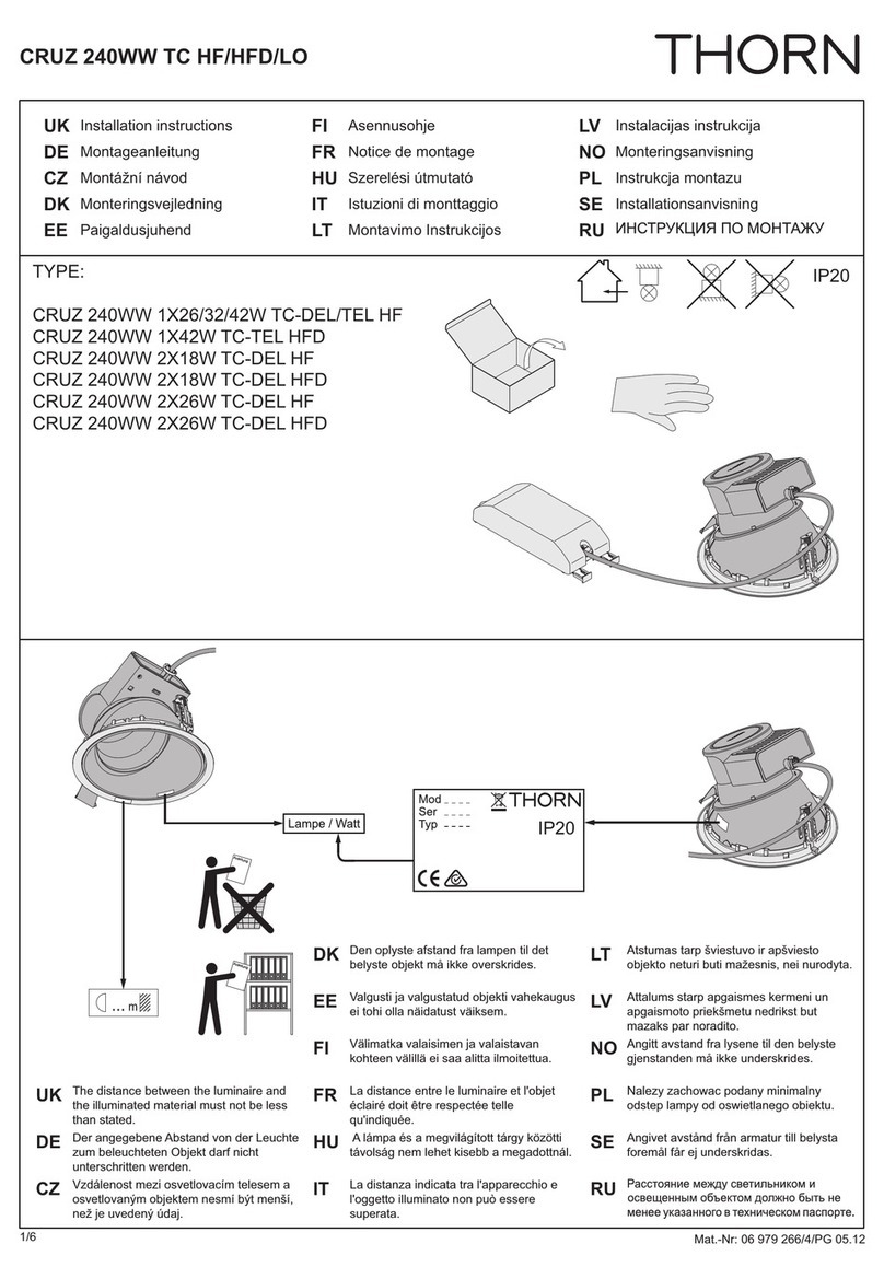 Thorn CRUZ 240WW 1X26W TC-DEL HF installation instructions Thorn CRUZ 240WW 1X26W TC-DEL HF installation instructions