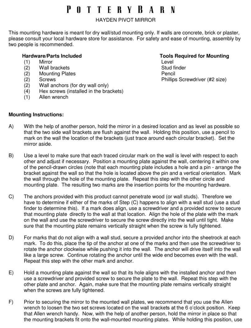PotteryBarn HAYDEN PIVOT MIRROR User manual PotteryBarn HAYDEN PIVOT MIRROR User manual
