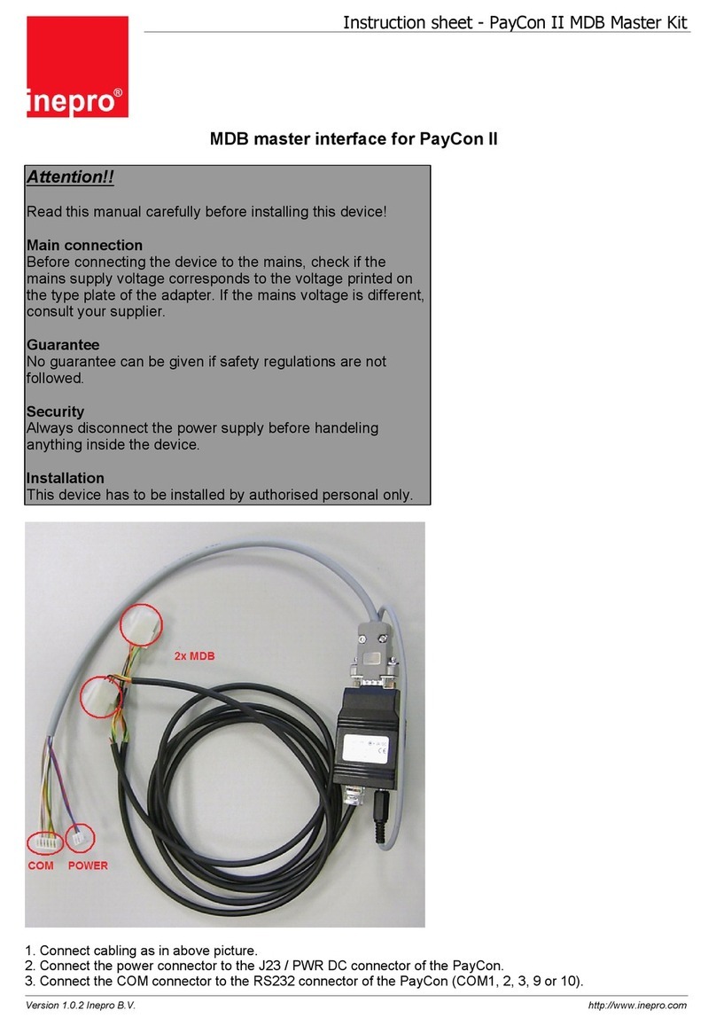 Inepro PayCon II MDB Master Kit instruction sheet