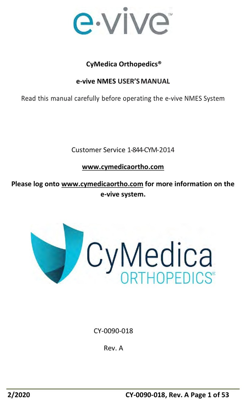CYMEDICA Orthopedics e-vive NMES user manual CYMEDICA Orthopedics e-vive NMES user manual