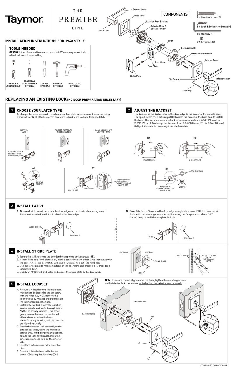 Taymor Premier Line 1948 installation instructions Taymor Premier Line 1948 installation instructions