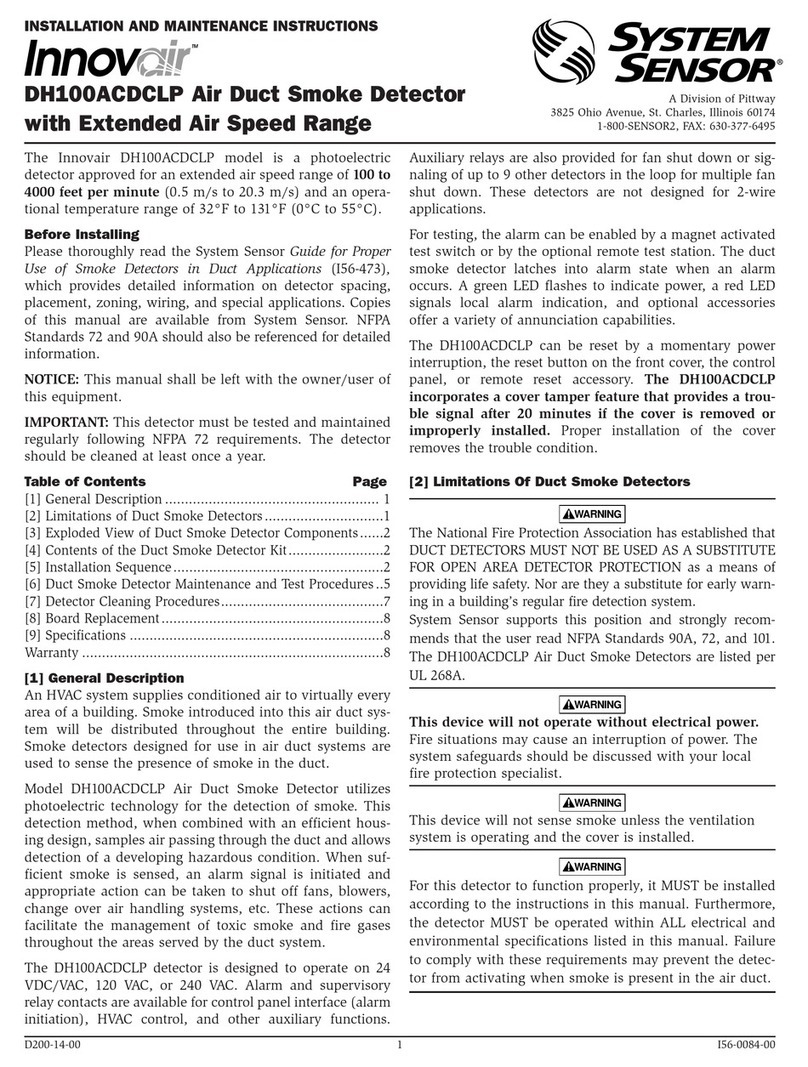 System Sensor Innovair DH100ACDCLP Installation and maintenance instructions