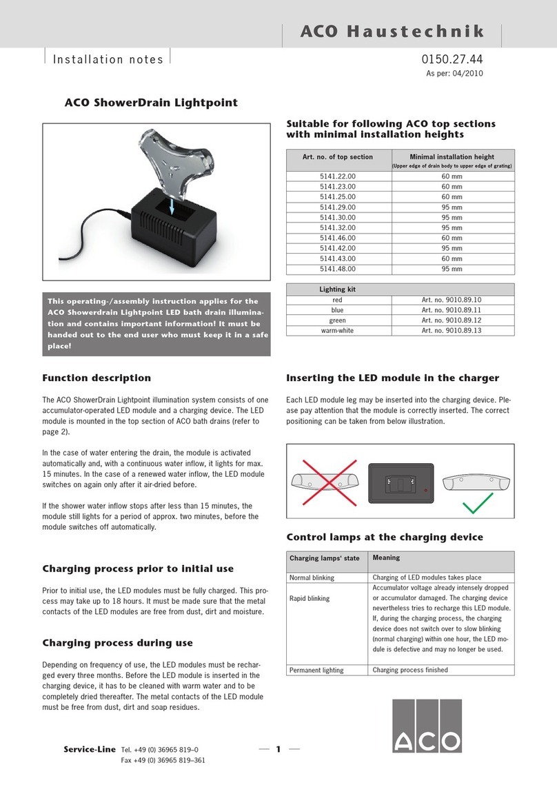 ACO ShowerDrain Lightpoint Installation notes