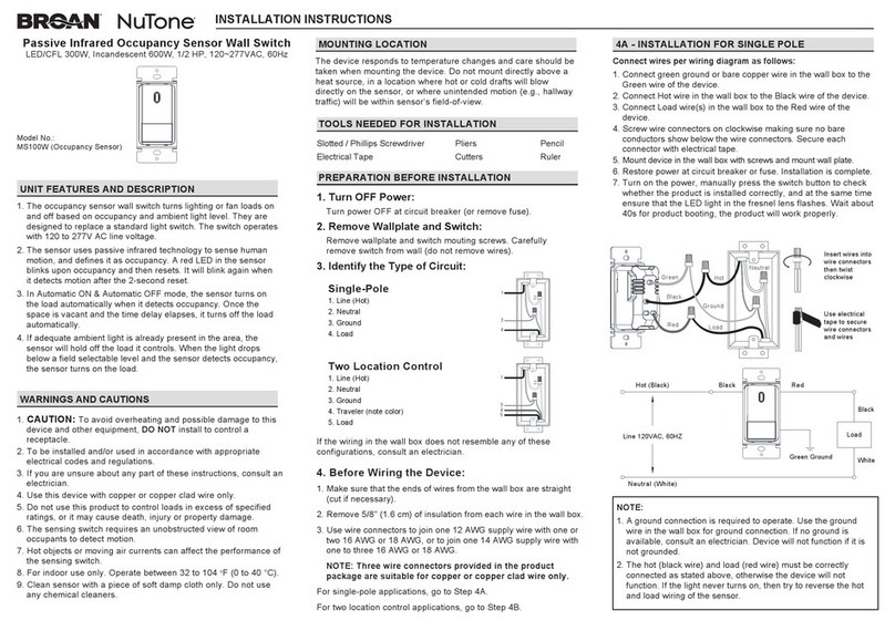 Broan NuTone MS100W installation instructions