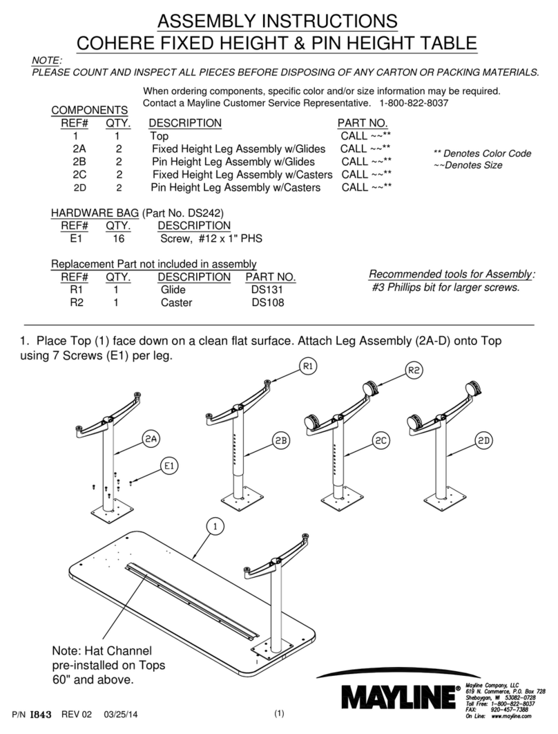 Mayline COHERE FIXED HEIGHT & PIN HEIGHT TABLE User manual
