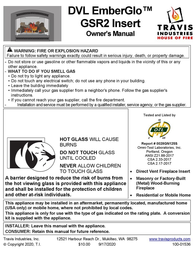 Travis Industries DVL EmberGlo GSR2 Insert User manual Travis Industries DVL EmberGlo GSR2 Insert User manual