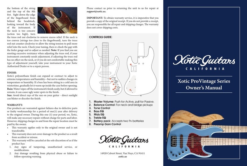 Xotic Guitars ProVintage Series owner's manual