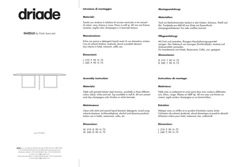 driade Park Associati GAZELLE Assembly instructions driade Park Associati GAZELLE Assembly instructions