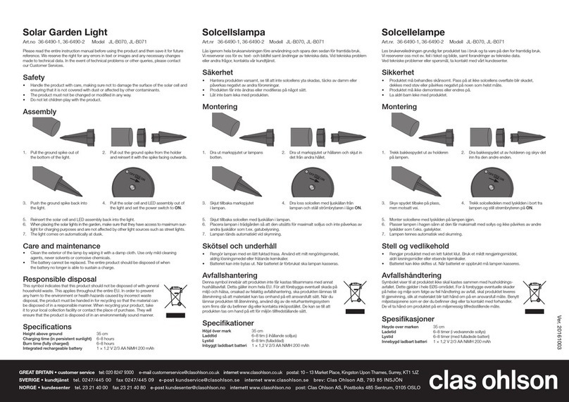 Clas Ohlson JL-B070 User manual Clas Ohlson JL-B070 User manual
