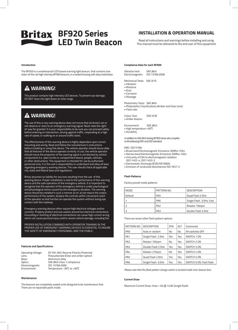 Britax BF920 Series Installation & operation manual