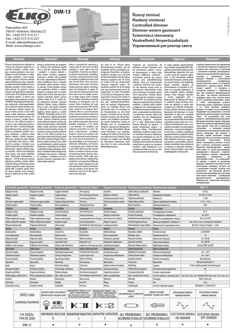Elko DIM-13 User manual
