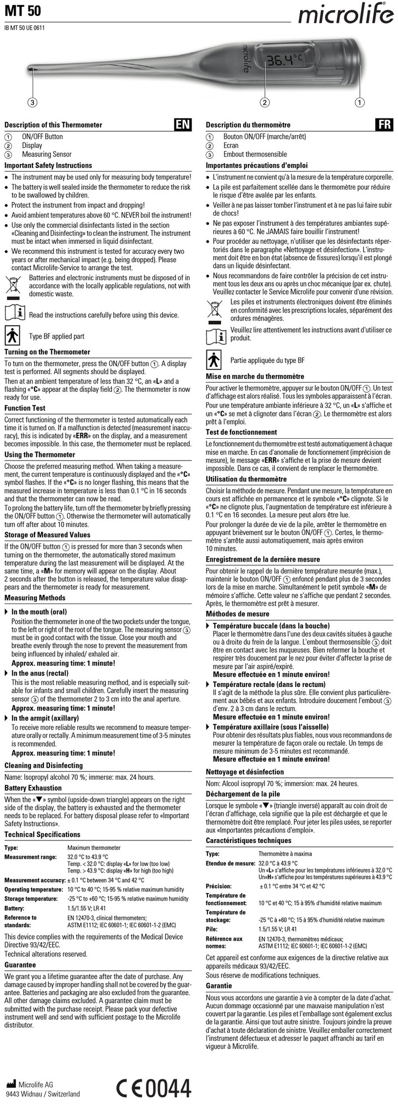 Microlife MT 50 User manual