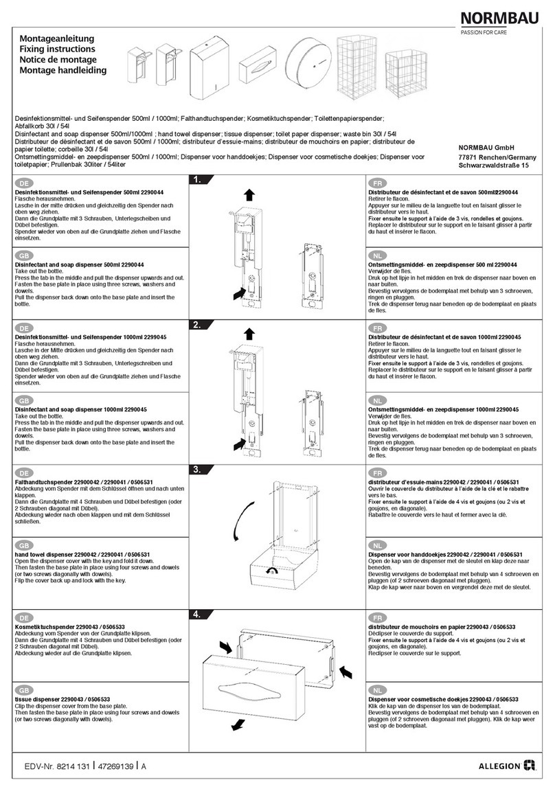 Allegion Normbau Disinfectant and soap dispenser... Fixing instructions