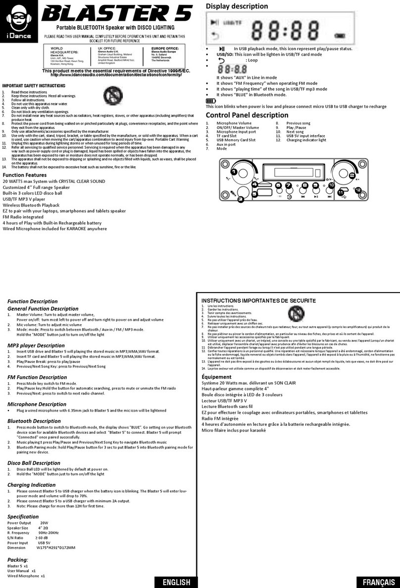 iDance BLASTER 5 User manual