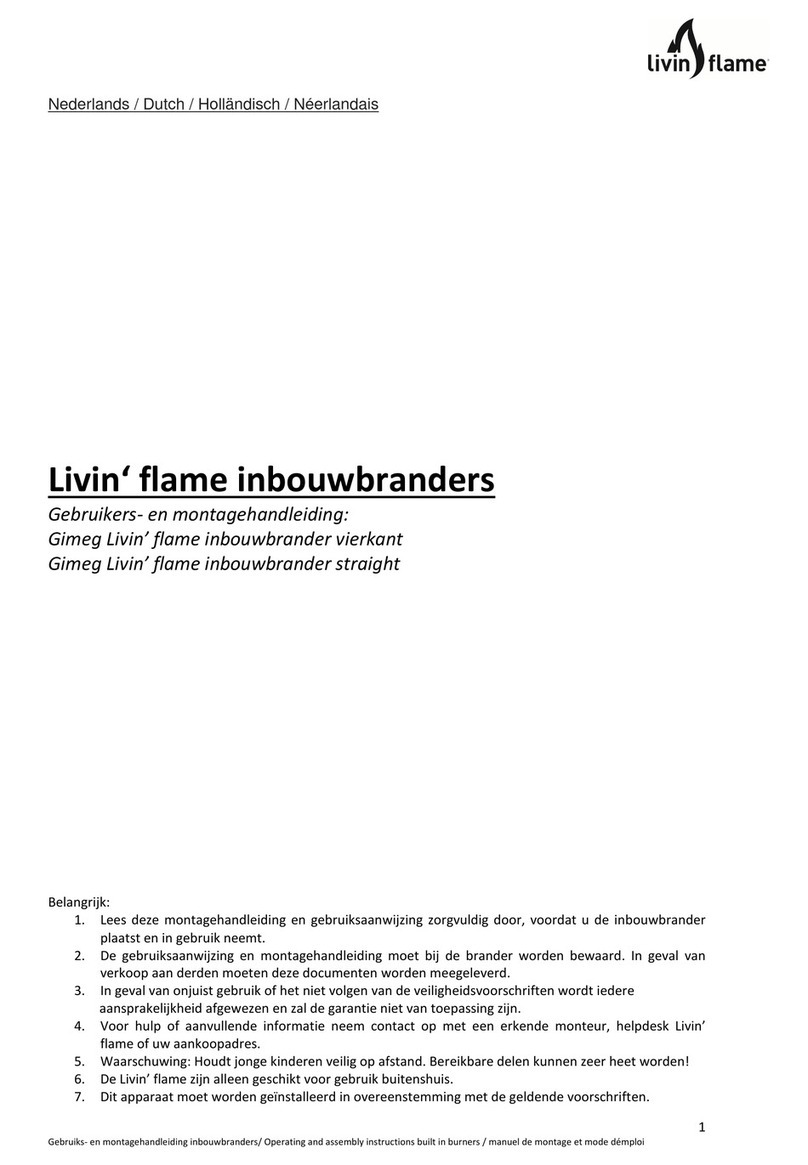 livin flame Built in burner square User and installation instructions livin flame Built in burner square User and installation instructions