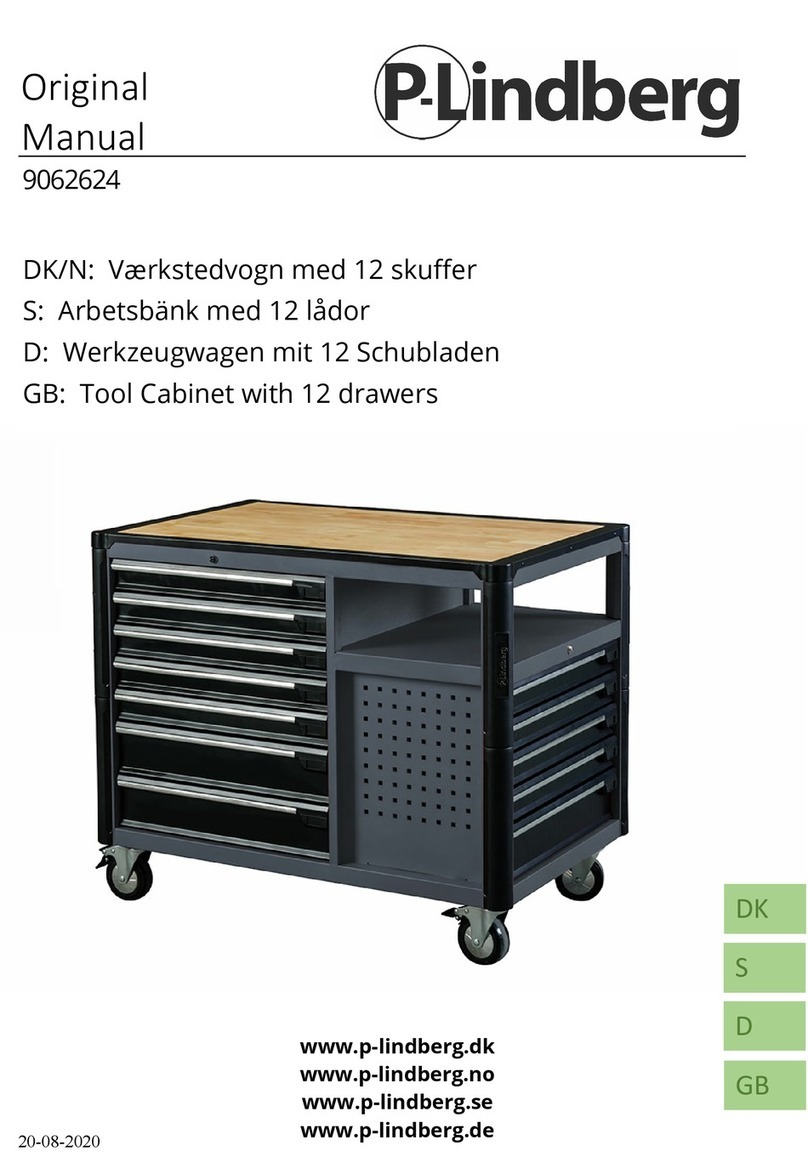 P.Lindberg Tool Cabinet with 12 drawers 9062624 manual