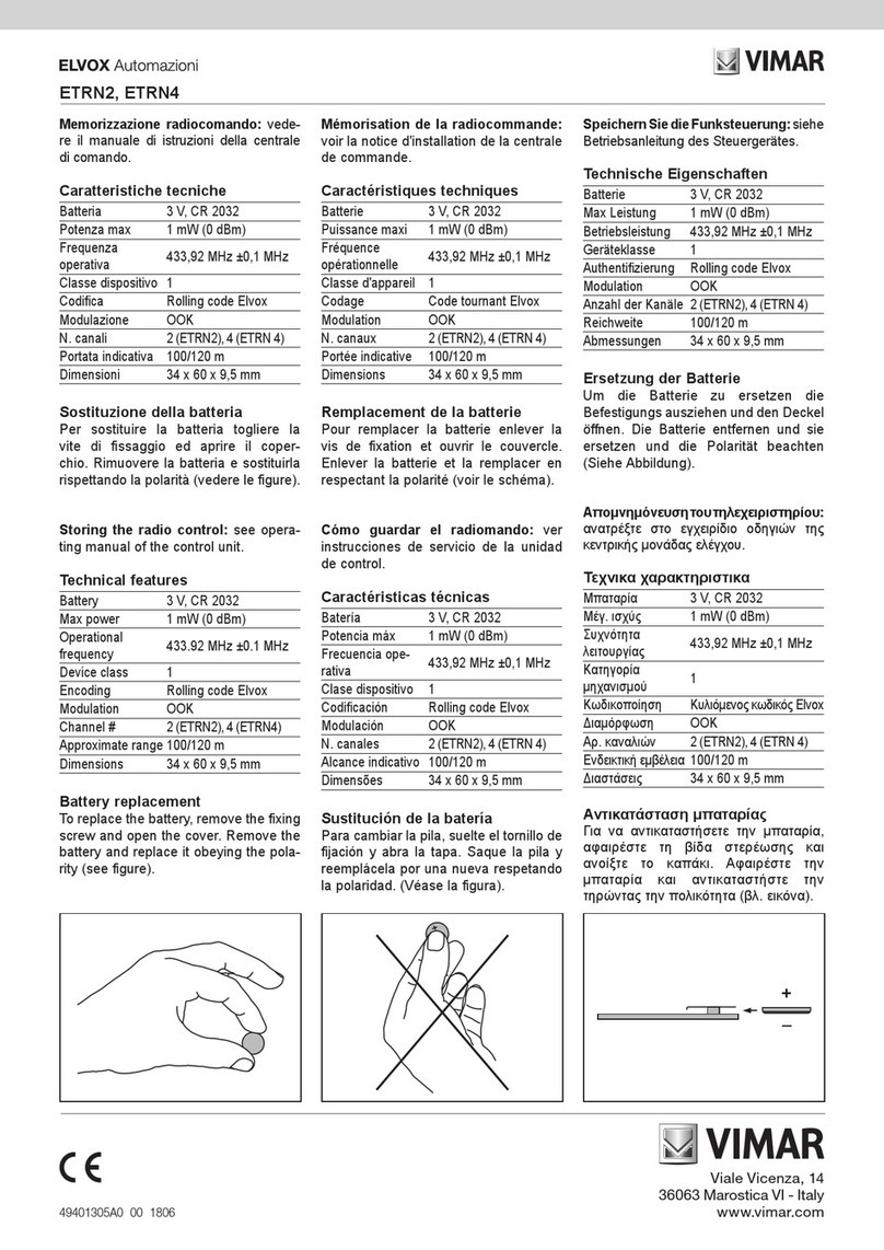Vimar ELVOX ETRN2 Use and care manual Vimar ELVOX ETRN2 Use and care manual