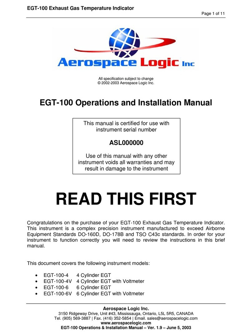 Aerospace Logic EGT-100 Series Operation and installation manual