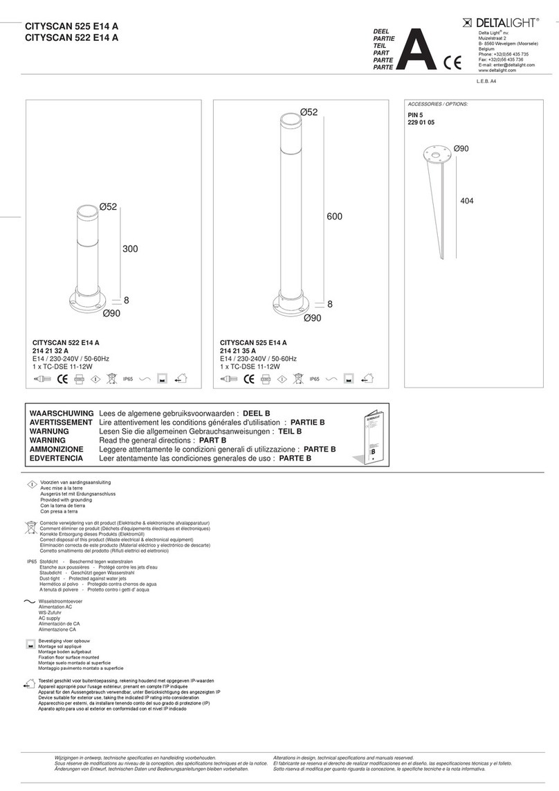 Delta Light CITYSCAN 525 E14 A installation instructions Delta Light CITYSCAN 525 E14 A installation instructions
