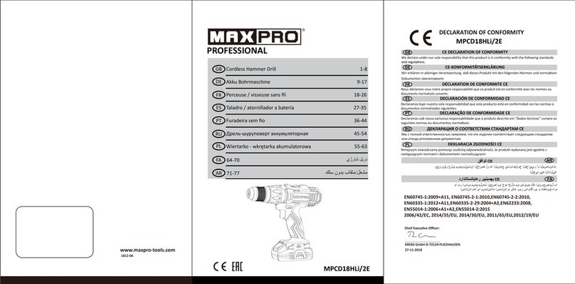 MaxPro PROFESSIONAL MPCD18HLi/2E manual