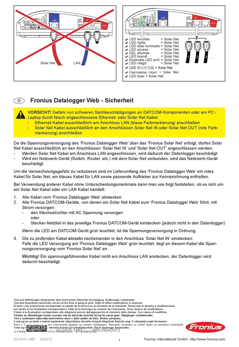 FRO­NIUS Datalogger Web Safety instructions