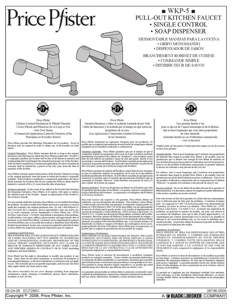 Black & Decker Price Pfister WKP-5 User manual