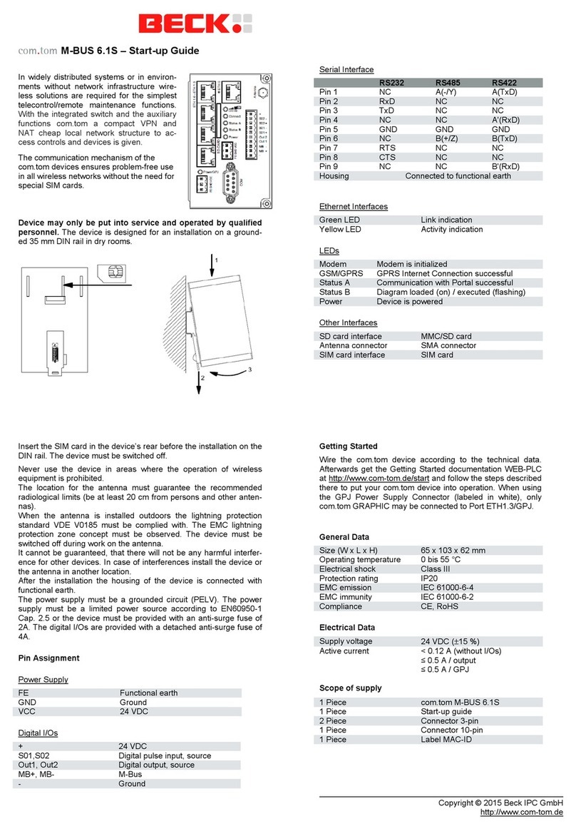 Beck com.tom M-BUS 6.1S Startup guide
