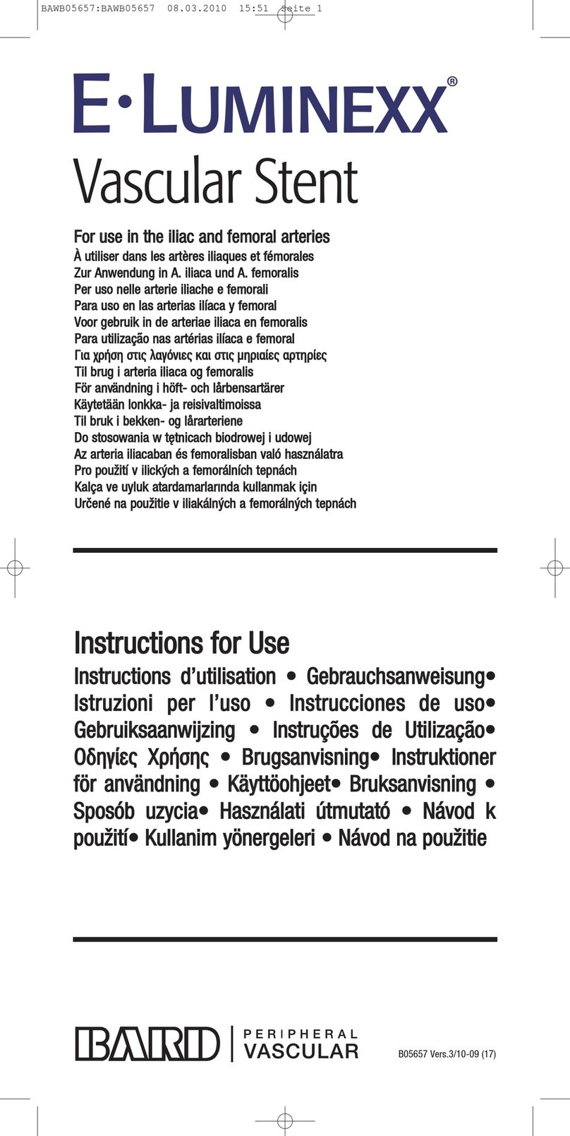 Bard E-Luminexx Vascular Stent User manual