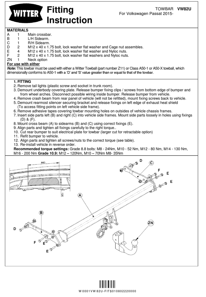 Witter VW82U FITTING INSTRUCTION