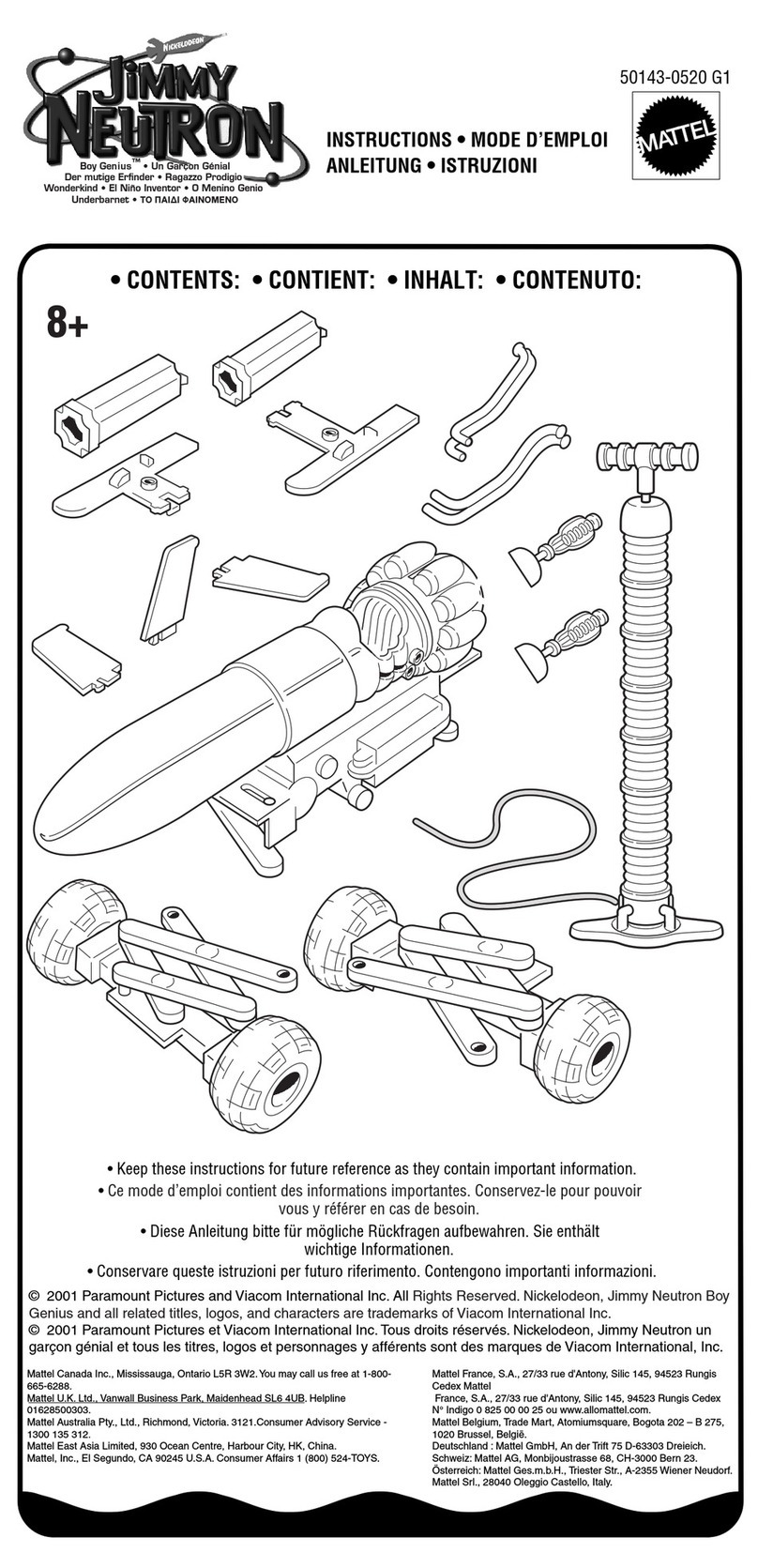 Mattel Nickelodeon Boy Genius Jimmy Neutron Build N'... User manual