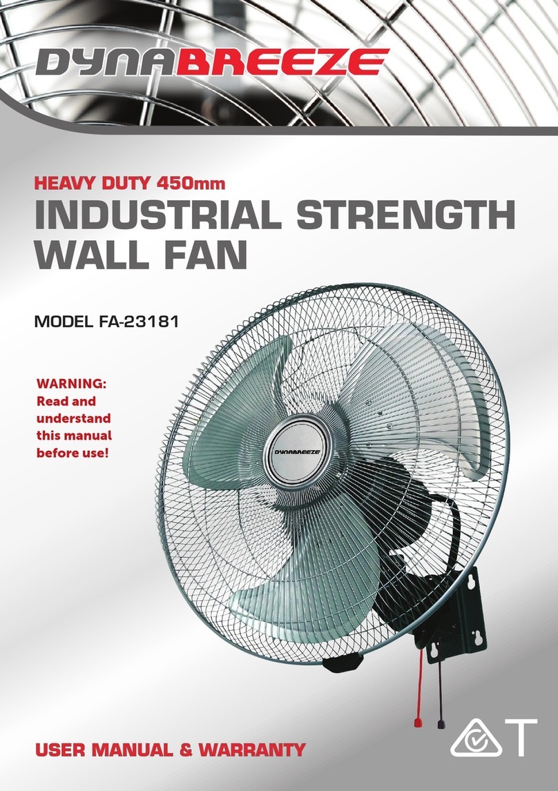 DYNABREEZE FA-23181 User manual & warranty